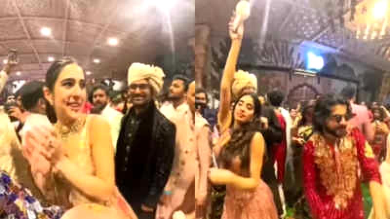 Watch Janhvi Kapoor and Shikhar Pahariya dance to 'Mere Mehboob Mere Sanam' at the Ambani wedding in a trending video; Check out Sara Ali Khan's response!